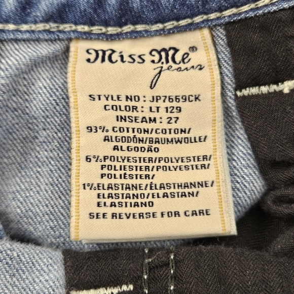 Rare hard to find Miss Me stone wash embroidered skinny jeans size 27 - Picture 6 of 15